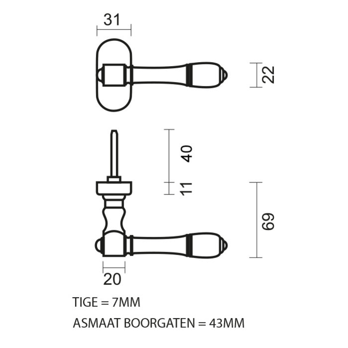 HDD Poignée de fenêtre Aldagonda DK Or