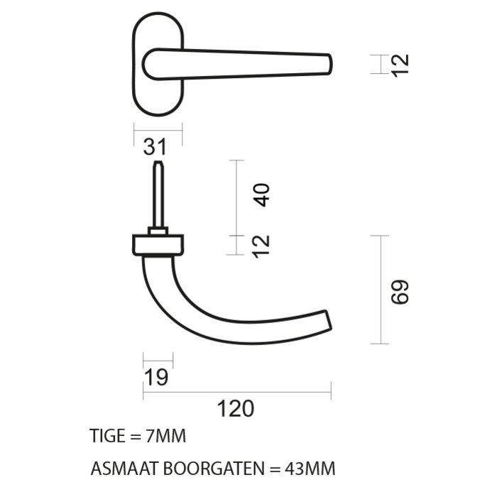HDD Window handle Lilla DK Bronze
