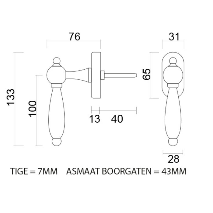 HDD Poignée de fenêtre Natalie DK rouille