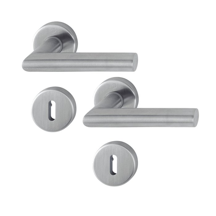Hoppe Hoppe stainless steel door handle Amsterdam with key plates and quick pin E1400Z / 42KV