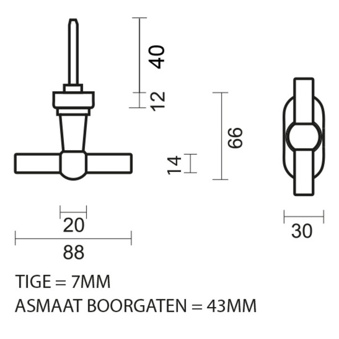 HDD Fenstergriff Petra T klassische Schrift DK
