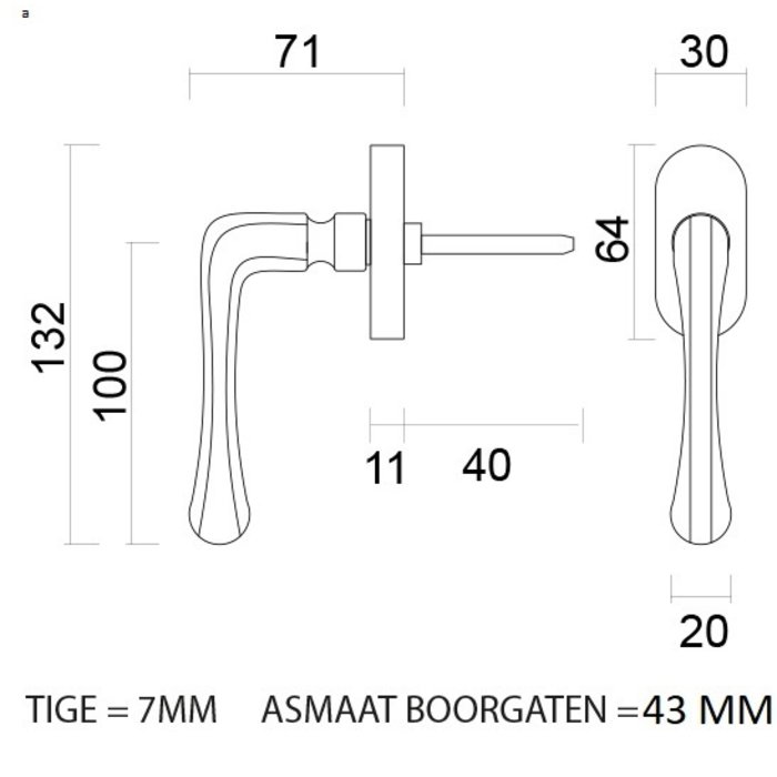 HDD Window handle Greta stainless steel look