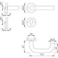 HOPPE Paris binnendeurbeslag E138Z/42KV/42KVS CYL RVS DD:37-42mm