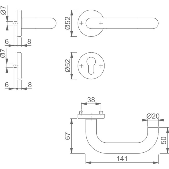Hoppe HOPPE Paris ferrure de porte intérieure E138Z/42KV/42KVS CYL acier inoxydable DD:37-42mm