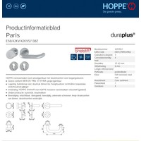 Hoppe RVS deurkruk Paris met vaste top - dd 57-62mm