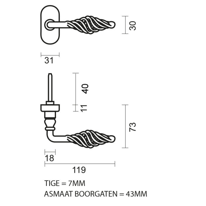 HDD Spiralus DK iron window handle