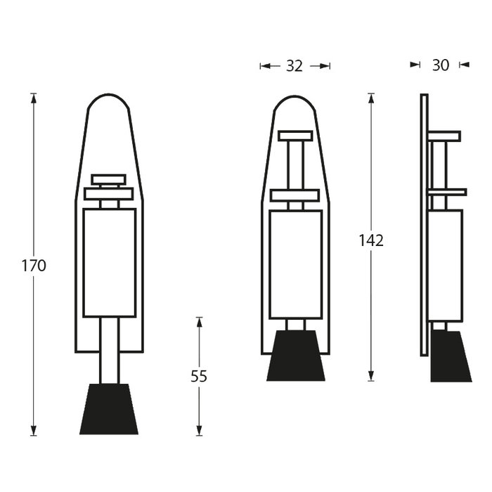 Intersteel Intersteel Arrêt de porte petit 142x32 mm en acier inoxydable brossé