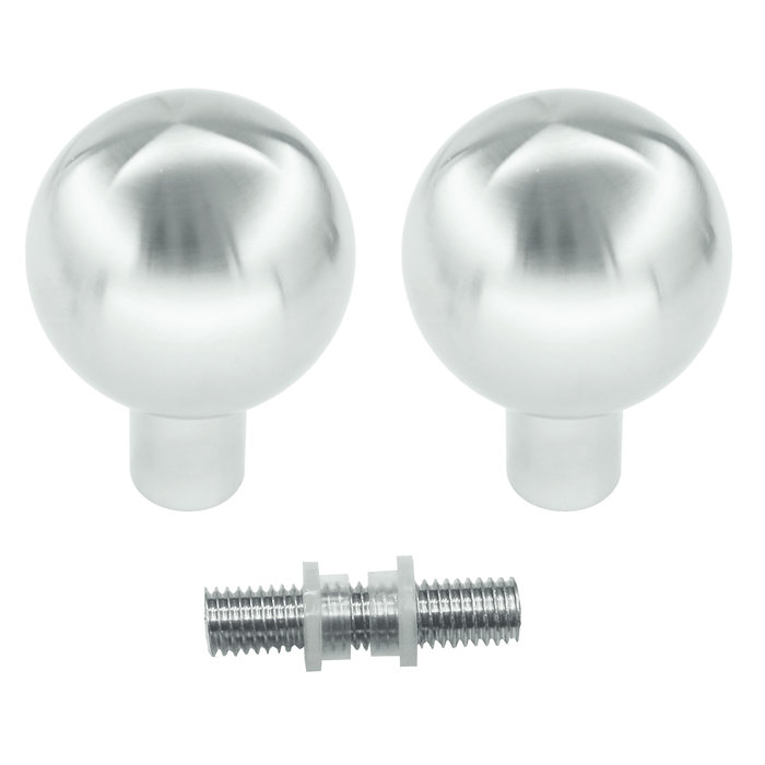 HDD Fixed doorknobs B50 solid stainless steel pair for glass doors