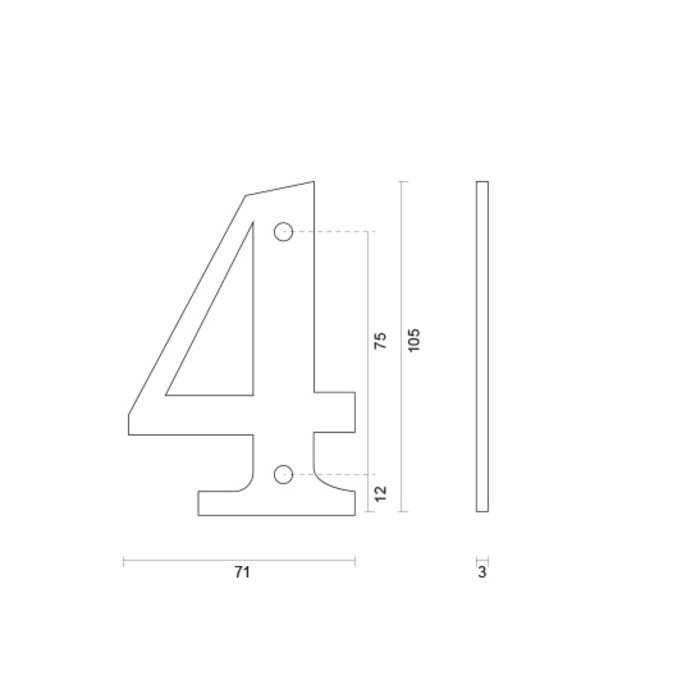 HDD Huisnummer 4 roest 106mm