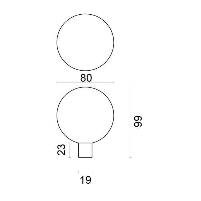 HDD Fixed door knob B80 made of solid stainless steel