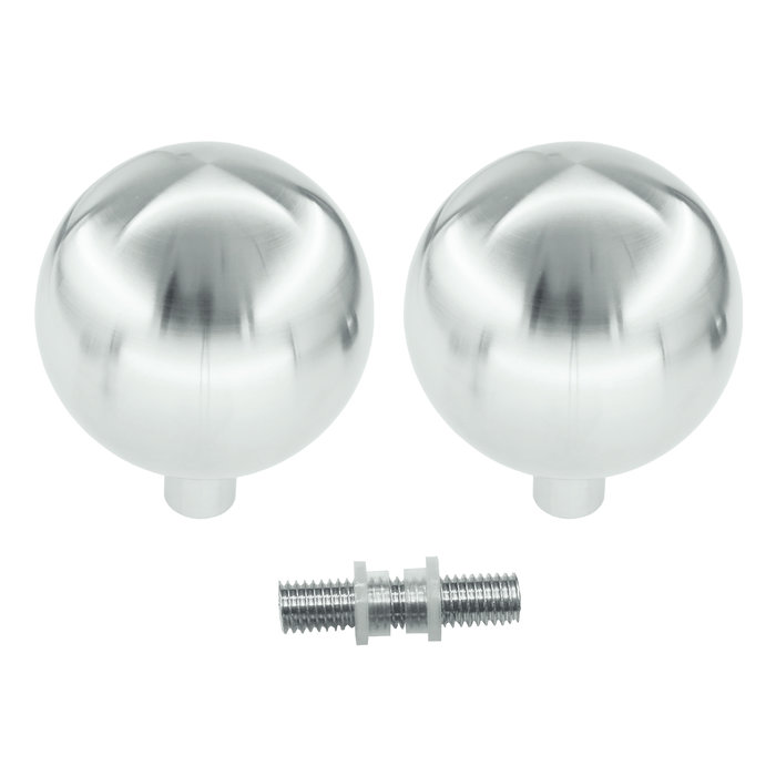 HDD Pair of fixed door knobs B80 made of solid stainless steel for glass doors