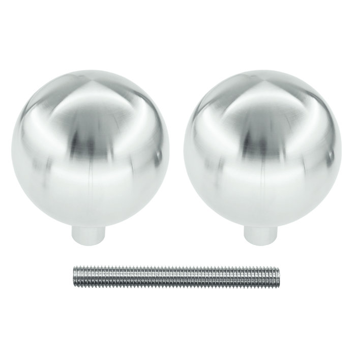 HDD Pair of fixed door knobs B80 made of solid stainless steel for wooden doors
