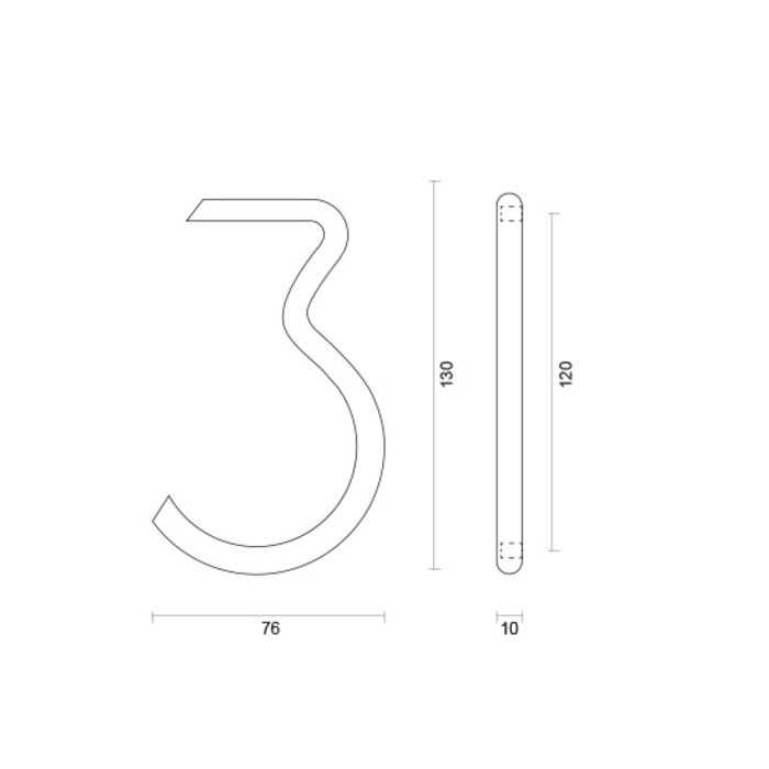 HDD House number 3 matt gold round 130mm