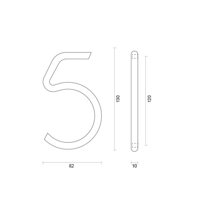 HDD Numéro de maison 5 doré mat rond 130mm