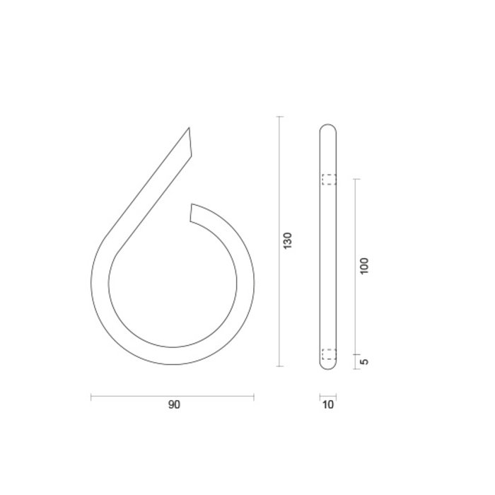 HDD House number 6 matt gold round 130mm