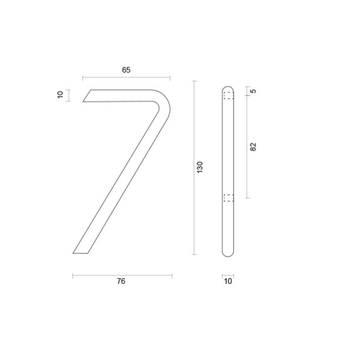 HDD Numéro de maison 7 or mat rond 130mm