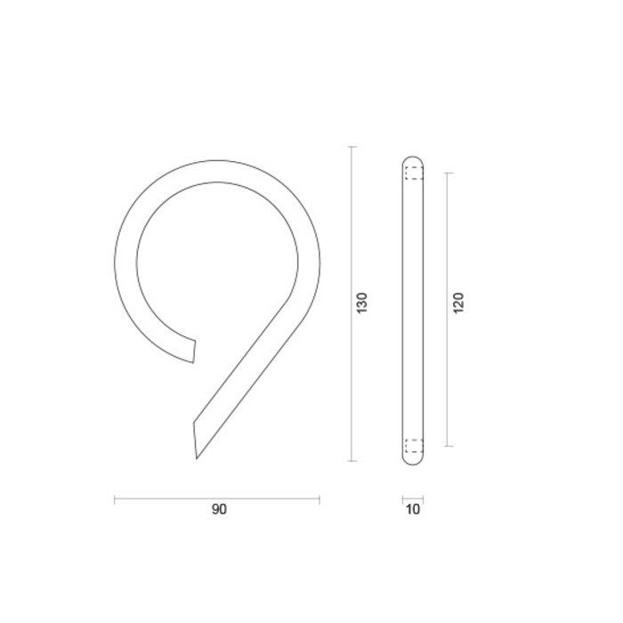 HDD Numéro de maison 9 or mat rond 130mm