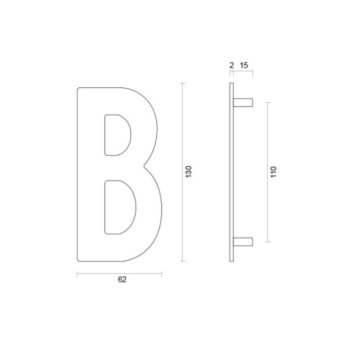 HDD Stainless steel house letter B with a height of 130mm