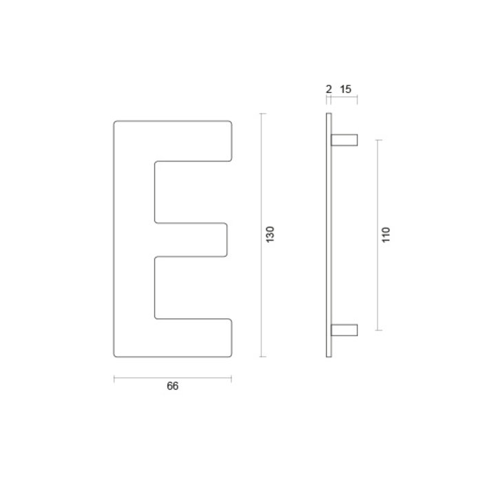 HDD Stainless steel house letter E with a height of 130mm