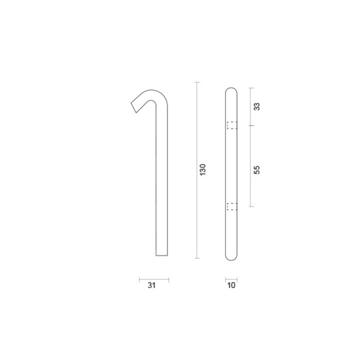 HDD Stainless steel house number 1 with a height of 130mm