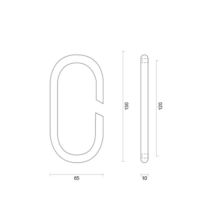 HDD Stainless steel house number 0 with a height of 130mm