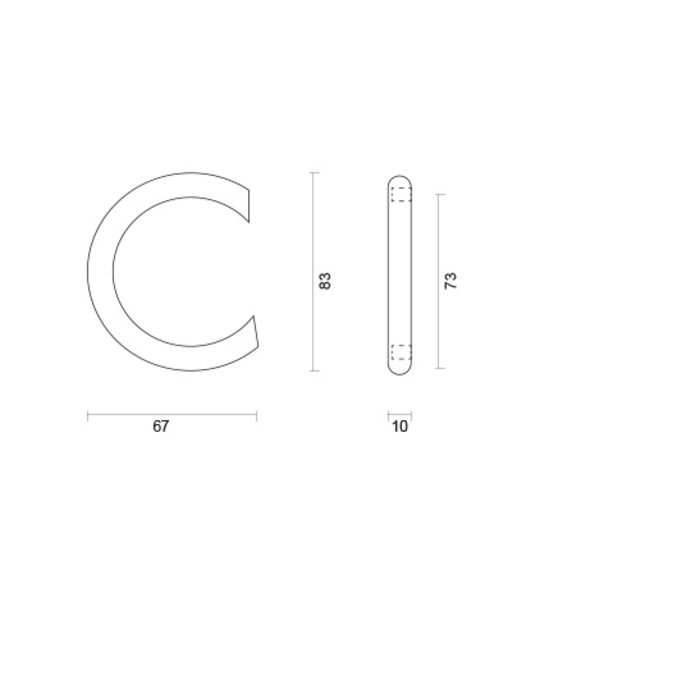 HDD Stainless steel house letter C round with a height of 130mm