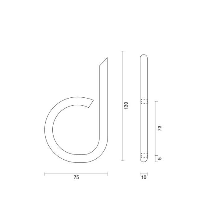 HDD Stainless steel house letter D round with a height of 130mm