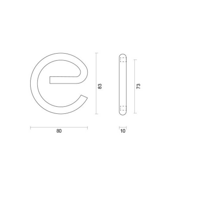 HDD Edelstahl Hausbuchstabe E rund mit einer Höhe von 83mm