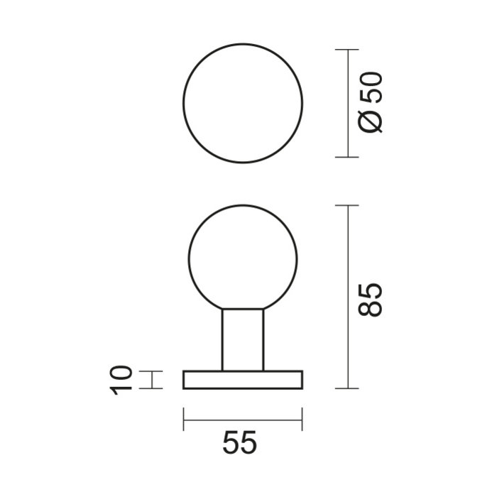 HDD  Vaste RVS deurknop B50 op rond rozet