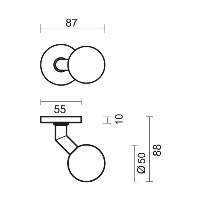 HDD Feste Türklinke BS 50 aus rostfreiem Stahl an runder Rosette