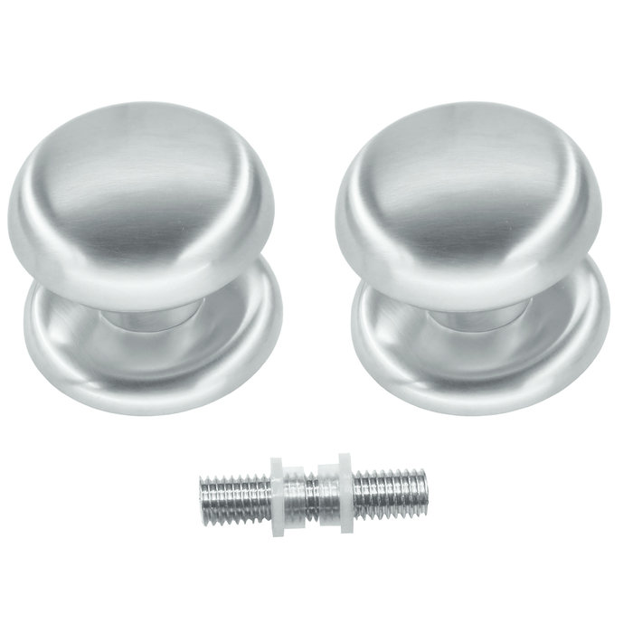 HDD Fixed doorknob 'Top 805' stainless steel look pair for glass