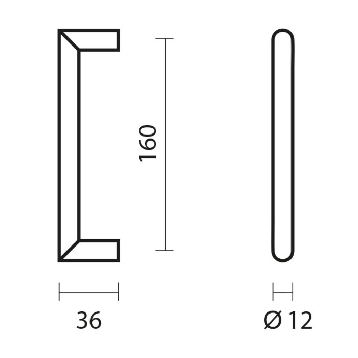 HDD Poignée de meuble en acier inoxydable URG 12/160
