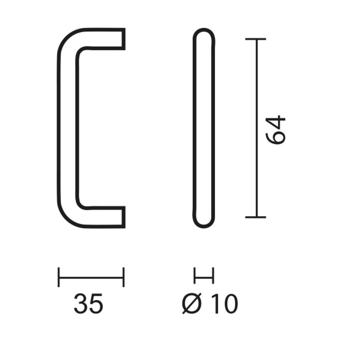HDD Stainless steel furniture handles U 10/64