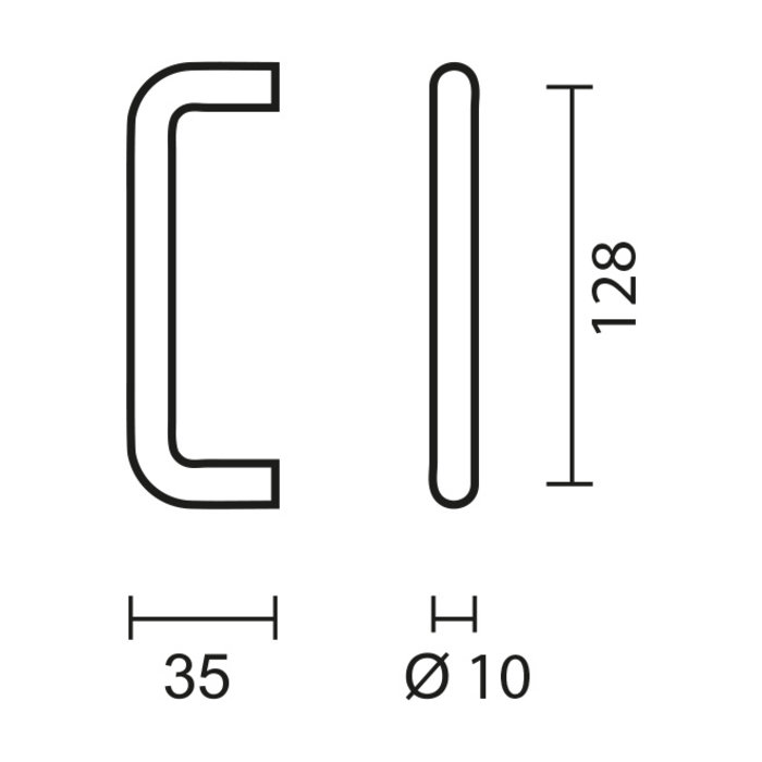 HDD Edelstahl-Möbelgriffe U 10/128
