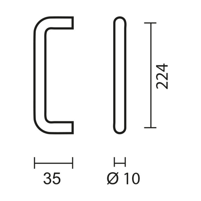 HDD Edelstahl-Möbelgriffe U 10/224