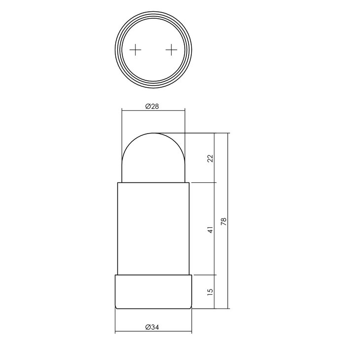Intersteel Intersteel Deurstop wandmontage afgerond Ø34x78mm RVS geborsteld