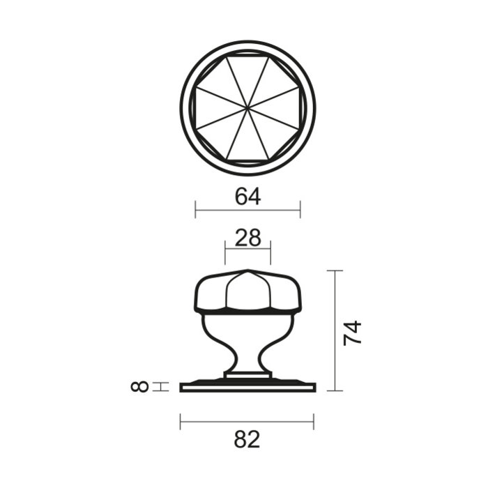 HDD  Fixed door knob 'Top 804' gold