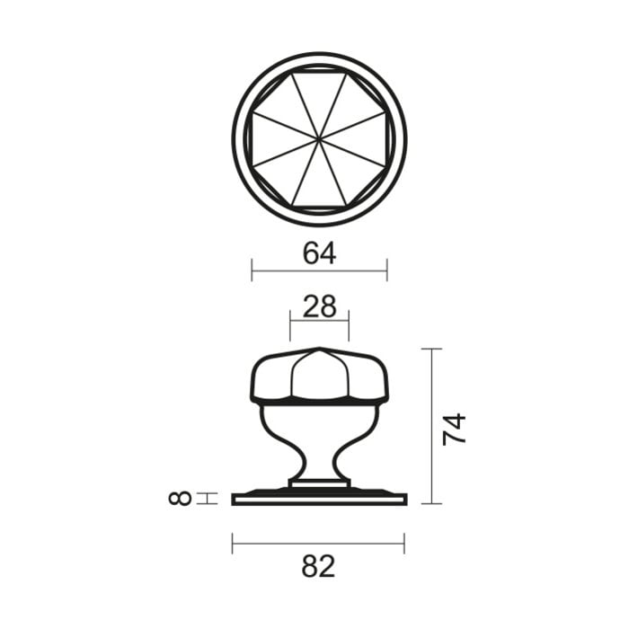 HDD  Poignée de porte fixe 'Top 804' dorée
