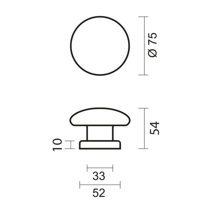 HDD Fixed doorknob 'Top Panda' light gray
