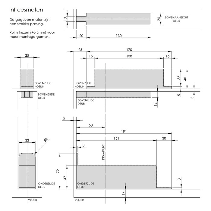 Intersteel Intersteel Pivot Door Hinge up to 75 kg Brushed Stainless Steel