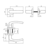 Intersteel Deurkruk Denham op rozet 50x50x10 mm aluminium zwart