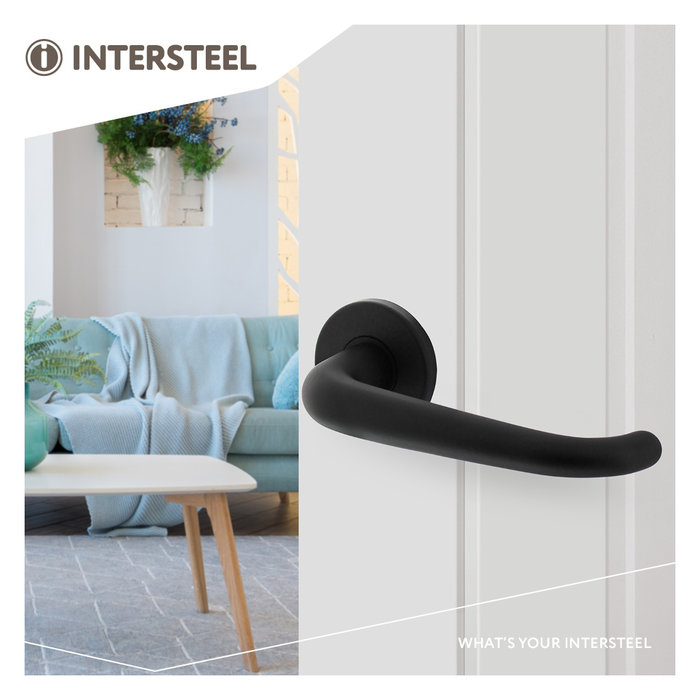 Intersteel Intersteel Cue Türgriff auf Rosette Ø50x7 mm Aluminium schwarz