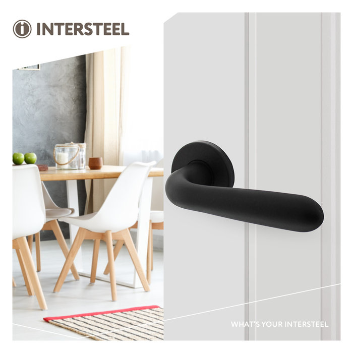 Intersteel Intersteel Deurkruk "Merredin" op rozet Ø50x7 mm aluminium zwart