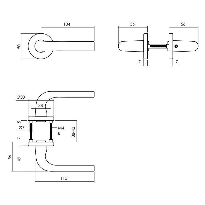 Intersteel Intersteel Deurkruk Eucla op rozet Ø50x7 mm aluminium zwart