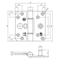 Intersteel Glijlagerscharnier SKG3 89x89x3mm zwart links (= DIN rechts)