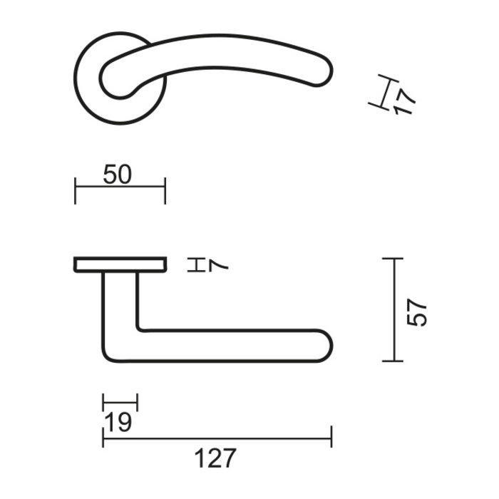 HDD Solid stainless steel look door handles Angel