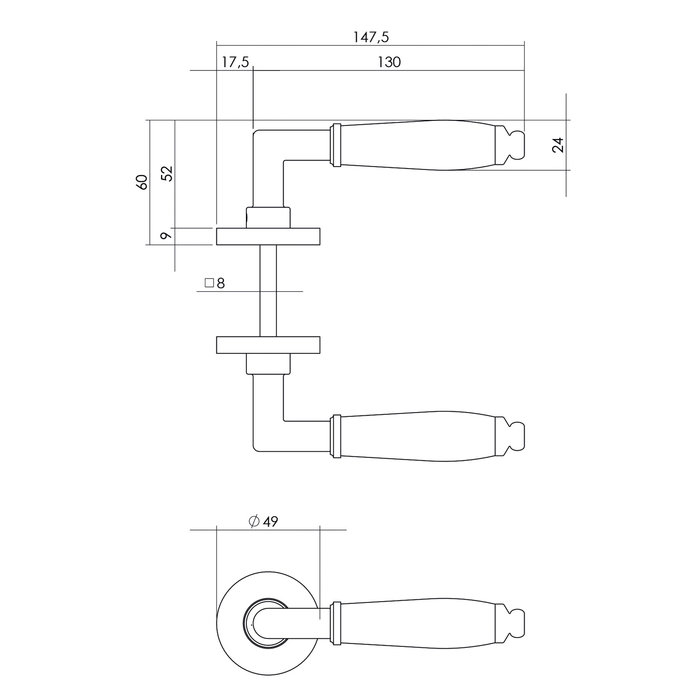Intersteel Intersteel Deurkruk Courgette met rozet Ø49x7mm verdekt mat chroom