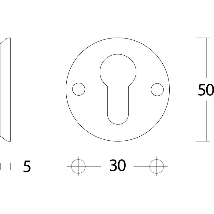 Intersteel Paire de Rosaces Intersteel trou cylindrique rond nickel dissimulé