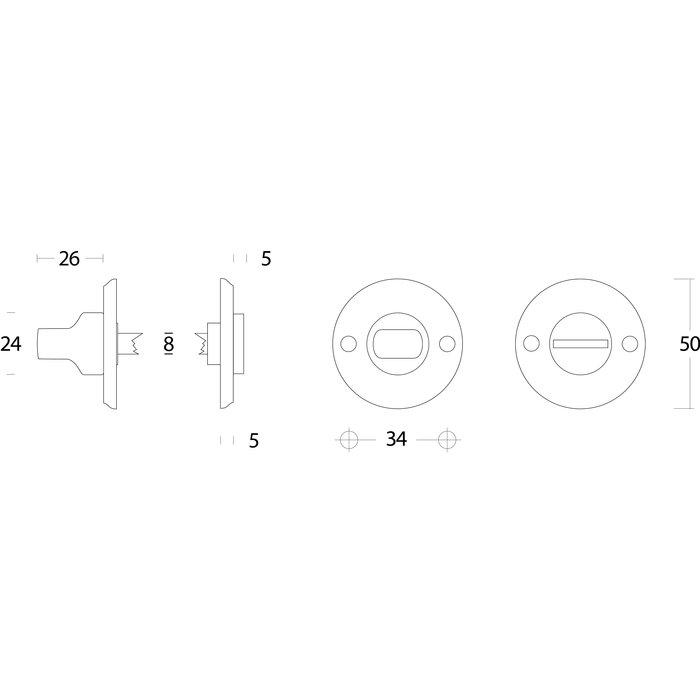Intersteel Intersteel Rosette fermeture WC/salle de bain trou de vis nickel mat