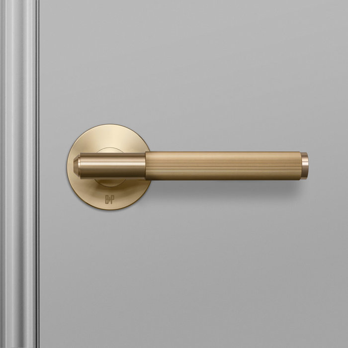 Buster+Punch Brass door handles with 'Linear' cut handle from Buster & Punch